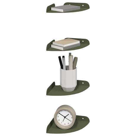 Vidaxl hoek vloeiende plank 4 st olijf groen 15 x 15 x 2 cm