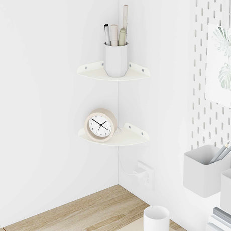 Vidaxl hoek vloeiende plank 2 st wit 15 x 15 x 2 cm