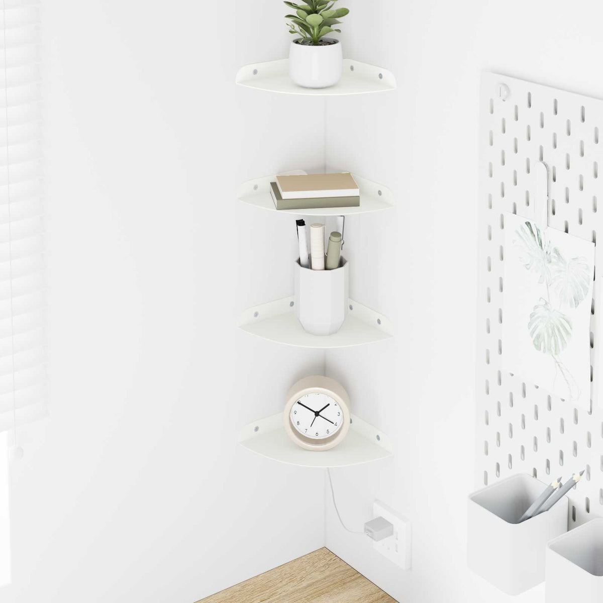 Vidaxl hoek vloeiende plank 4 st wit 15 x 15 x 2 cm