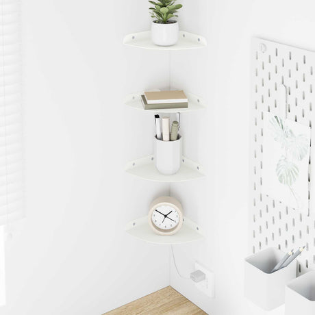 Vidaxl hoek vloeiende plank 4 st wit 15 x 15 x 2 cm