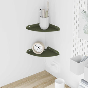 Vidaxl hoek vloeiende plank 2 st olijf groen 18 x 18 x 2 cm