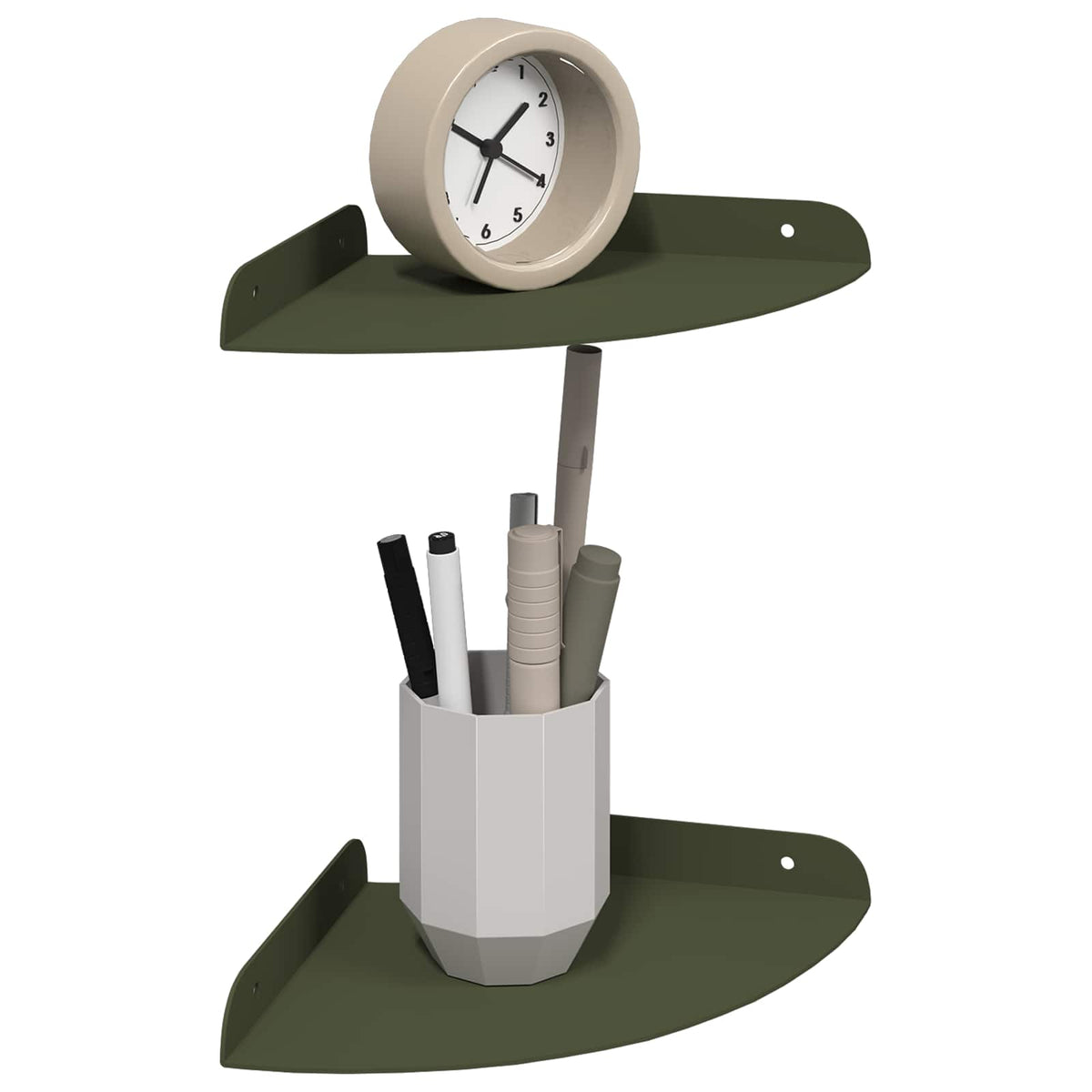 Vidaxl hoek vloeiende plank 2 st olijf groen 18 x 18 x 2 cm