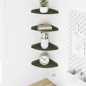 Vidaxl hoek vloeiende plank 4 st olijf groen 18 x 18 x 2 cm