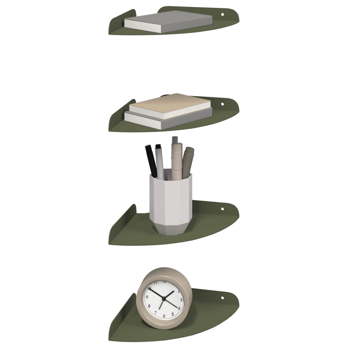 Vidaxl hoek vloeiende plank 4 st olijf groen 18 x 18 x 2 cm