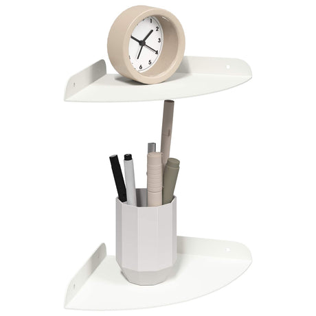 Vidaxl hoek vloeiende plank 2 st wit 18 x 18 x 2 cm
