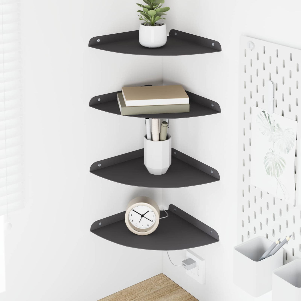 Vidaxl hoek vloeiende plank 4 st zwart 24 x 24 x 2 cm