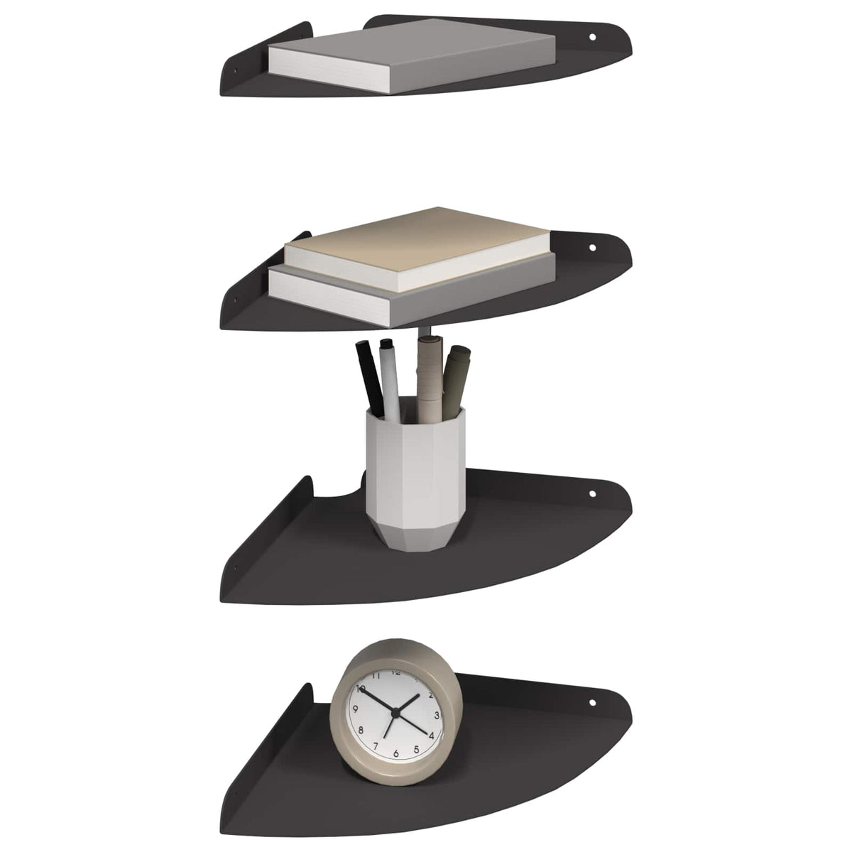 Vidaxl hoek vloeiende plank 4 st zwart 24 x 24 x 2 cm