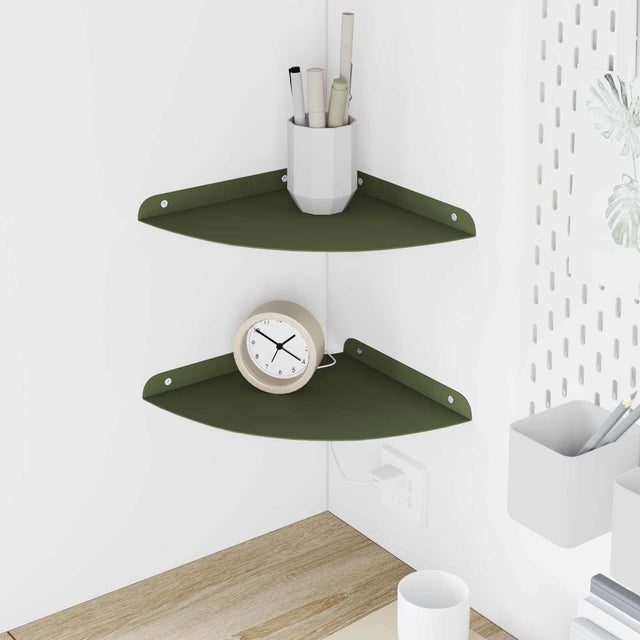 Vidaxl hoek vloeiende plank 2 st olijf groen 24 x 24 x 2 cm