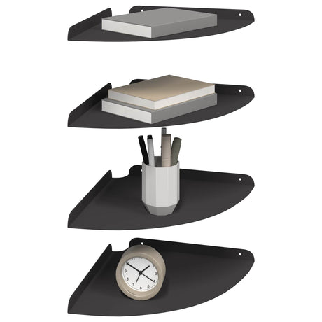 Vidaxl hoek vloeiende plank 4 st zwart 30 x 30 x 2 cm