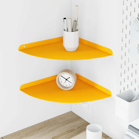Vidaxl hoek vloeiende plank 2 st mosterdgeel 30 x 30 x 2 cm