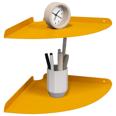 Vidaxl hoek vloeiende plank 2 st mosterdgeel 30 x 30 x 2 cm