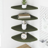Vidaxl hoek vloeiende plank 4 st olijfgroen 30 x 30 x 2 cm