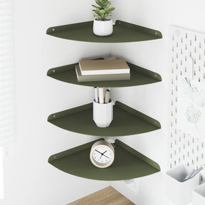 Vidaxl hoek vloeiende plank 4 st olijfgroen 30 x 30 x 2 cm