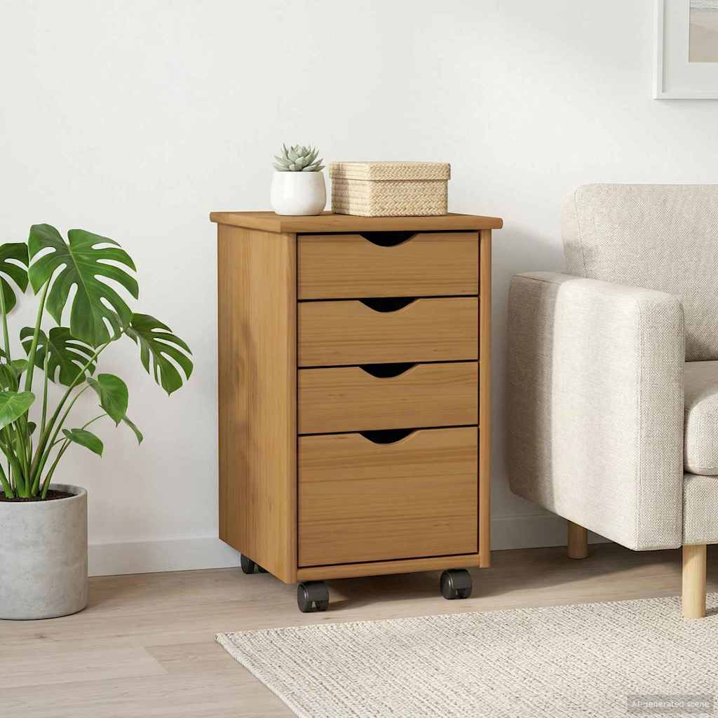 Vidaxl rolling kast moss honingbruin 34 x 39 x 56 cm