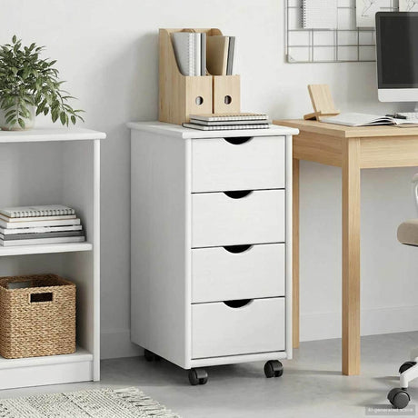 Vidaxl rolling kast 34 x 39 x 65,5 cm massief vurenhout wit