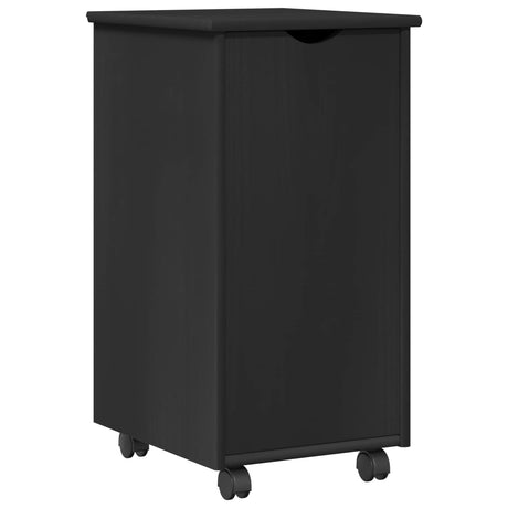Vidaxl rolling kast met wiel zwart 34 x 39 x 65,5 cm massief vurenhout