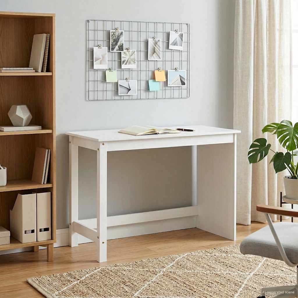 Vidaxl bureau wit 112 x 50 x 75 cm massief vurenhout
