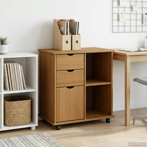 Vidaxl rolling kast 63,5 x 39 x 65,5 cm massief vurenhout honingbruin