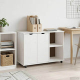 Vidaxl rolling kast met wiel wit 100 x 39 x 65,5 cm massief vurenhout