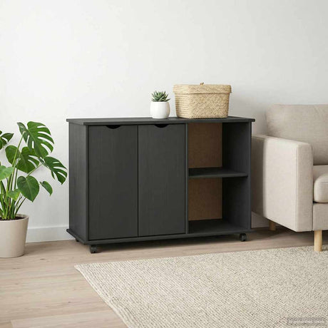 Vidaxl rolling kast grijs 100 x 39 x 65,5 cm massief vurenhout