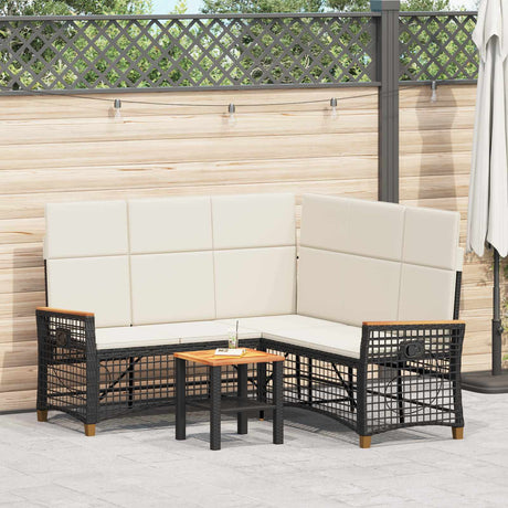 Vidaxl tuin ligbankset 5-aantal zitplaatsen zwart en cream wit
