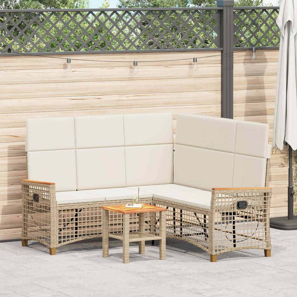 Vidaxl tuin ligbankset 5-aantal zitplaatsen beige en crème wit