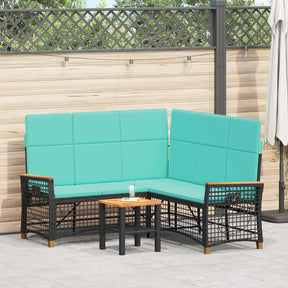 Vidaxl tuin ligbankset 5-aantal zitplaatsen zwart en turquoise