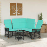 Vidaxl tuin ligbankset 5-aantal zitplaatsen zwart en turquoise