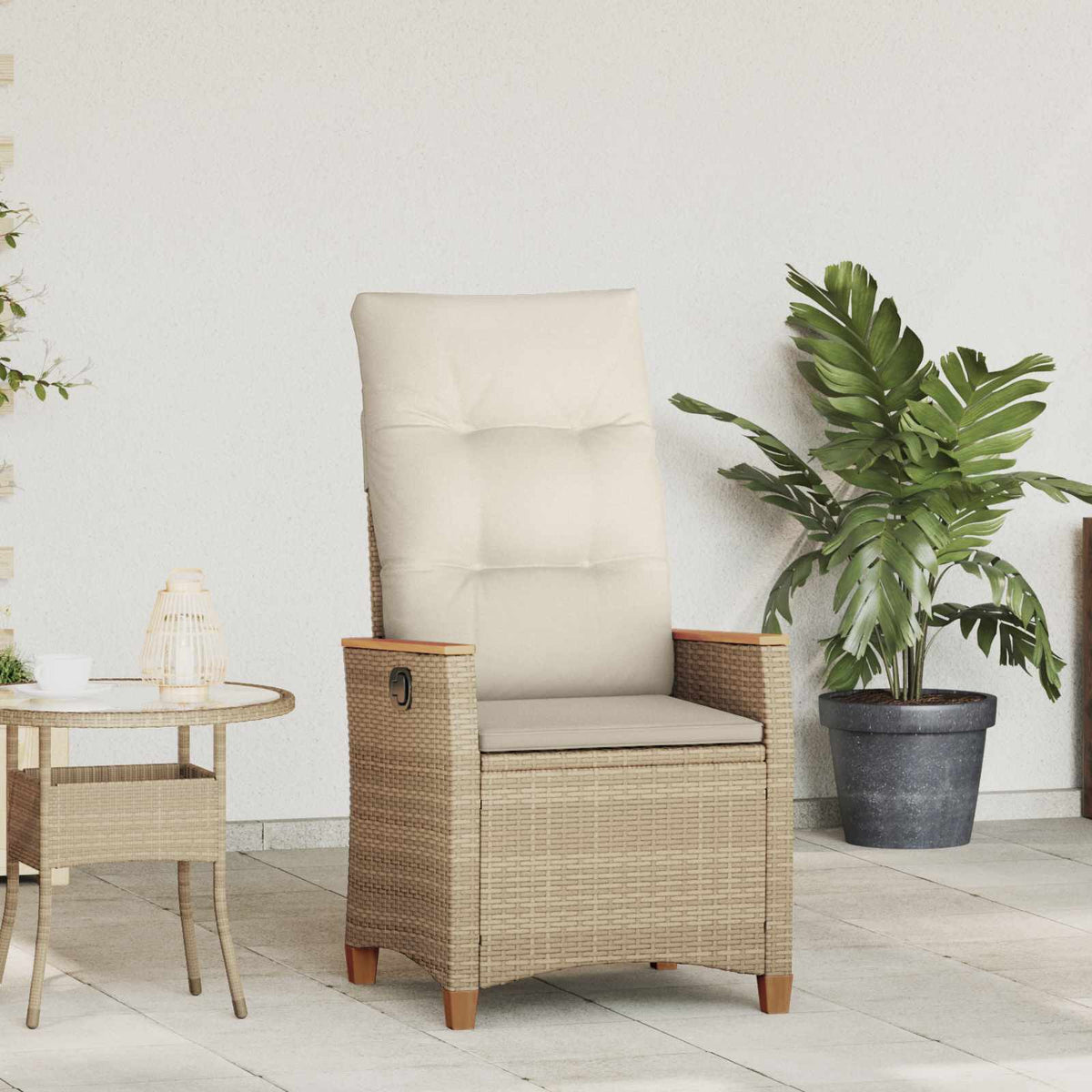Vidaxl verstelbare tuinstoel beige en crème 64 x 57,5 x 112 cm