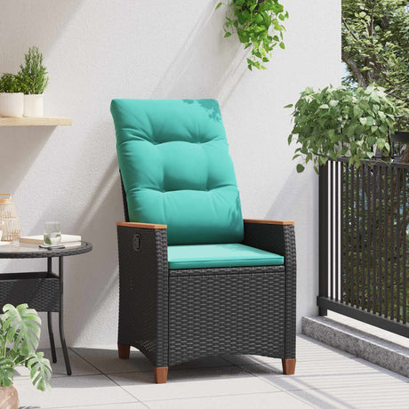 Vidaxl verstelbare tuinstoel zwart en turquoise 64 x 57,5 x 112 cm