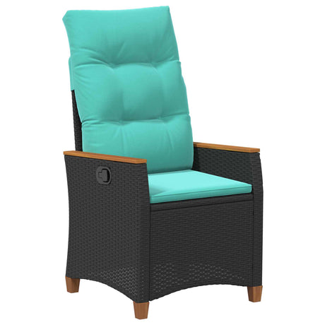 Vidaxl verstelbare tuinstoel zwart en turquoise 64 x 57,5 x 112 cm