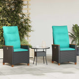 Vidaxl verstelbare tuinstoel zwart en turquoise 64 x 57,5 x 112 cm