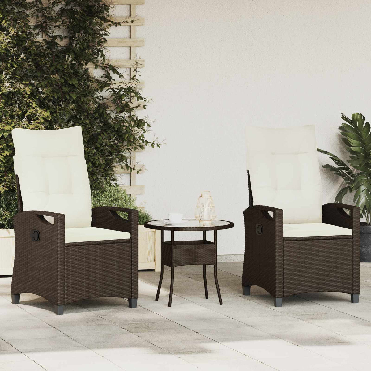 Vidaxl tuinstoel 2 st bruin en crème staal en polyester
