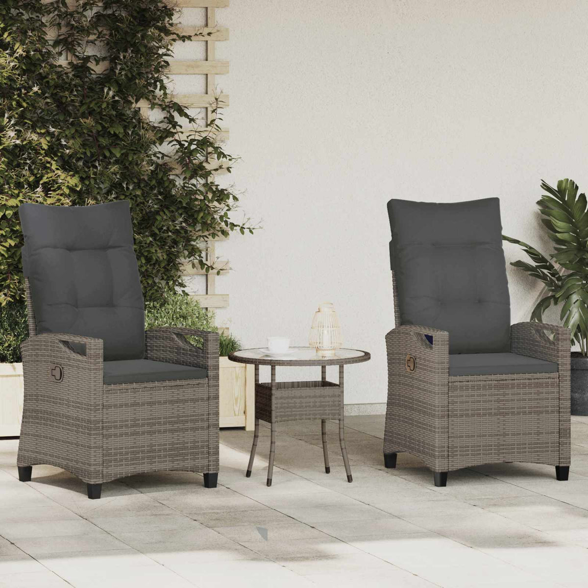 Vidaxl tuinstoel 2 st grijs en donkergrijs staal en polyester