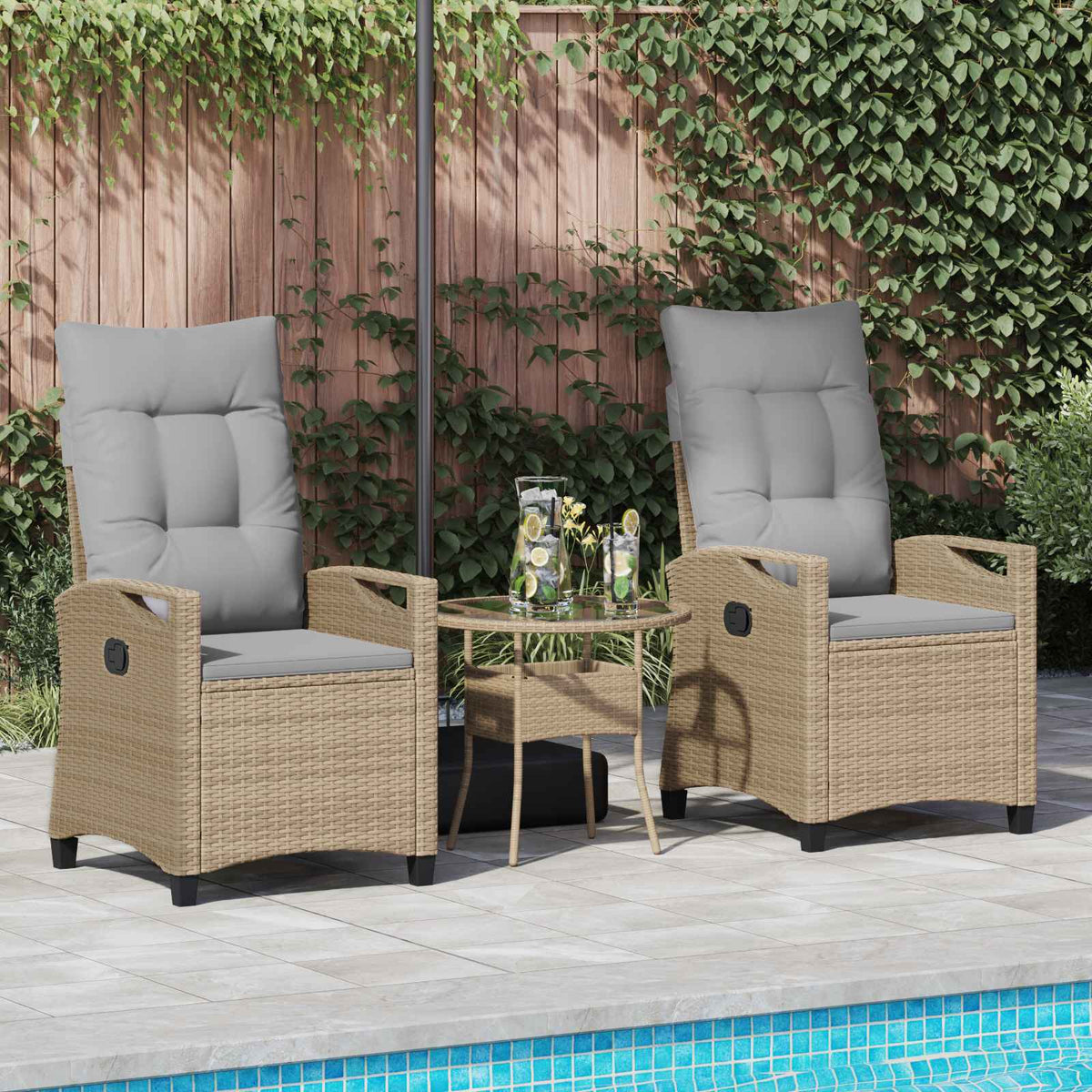 Vidaxl tuinstoel 2 st beige en licht grijs staal en polyester