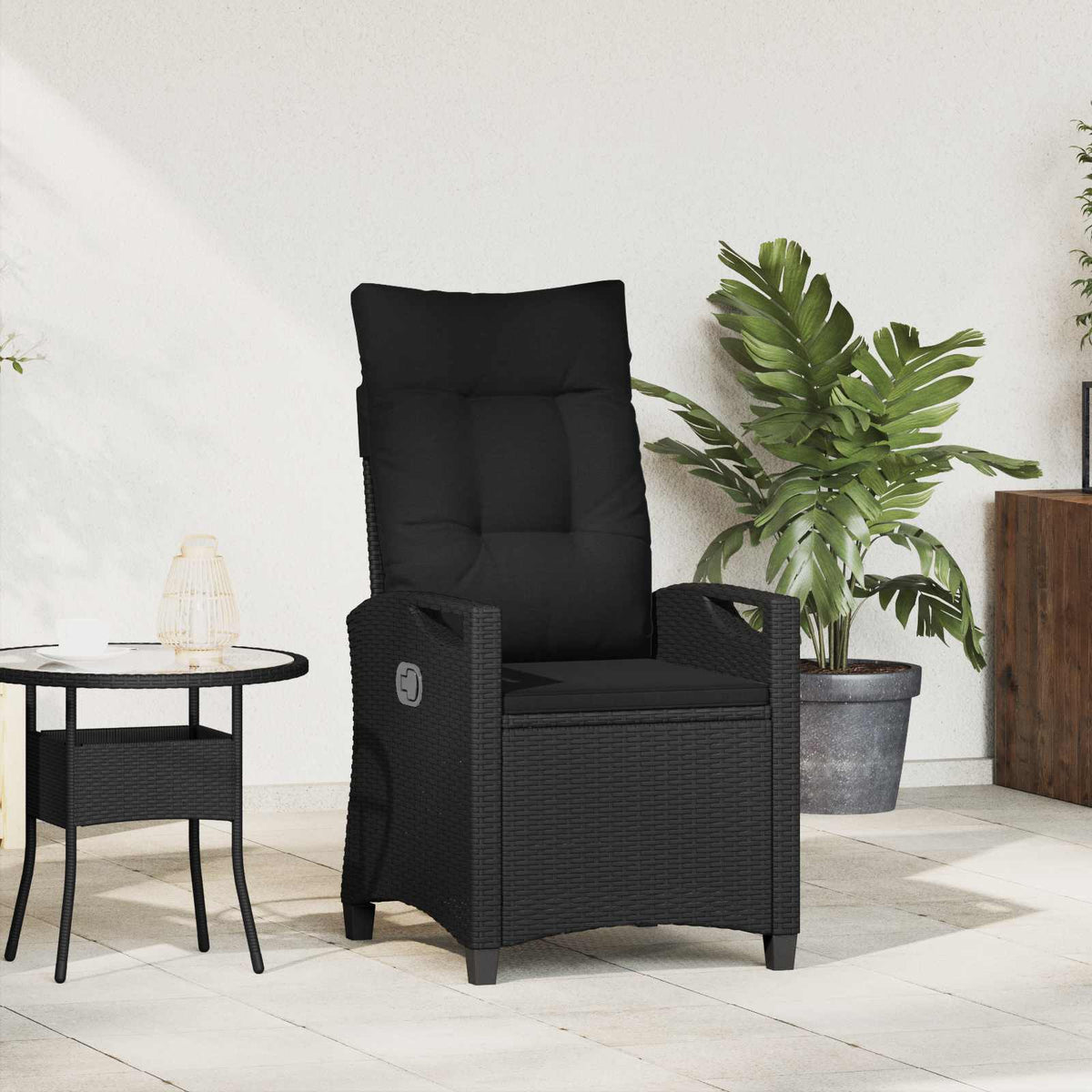 Vidaxl verstelbare tuinstoel zwart 56 x 60 x 112 cm poly rattan