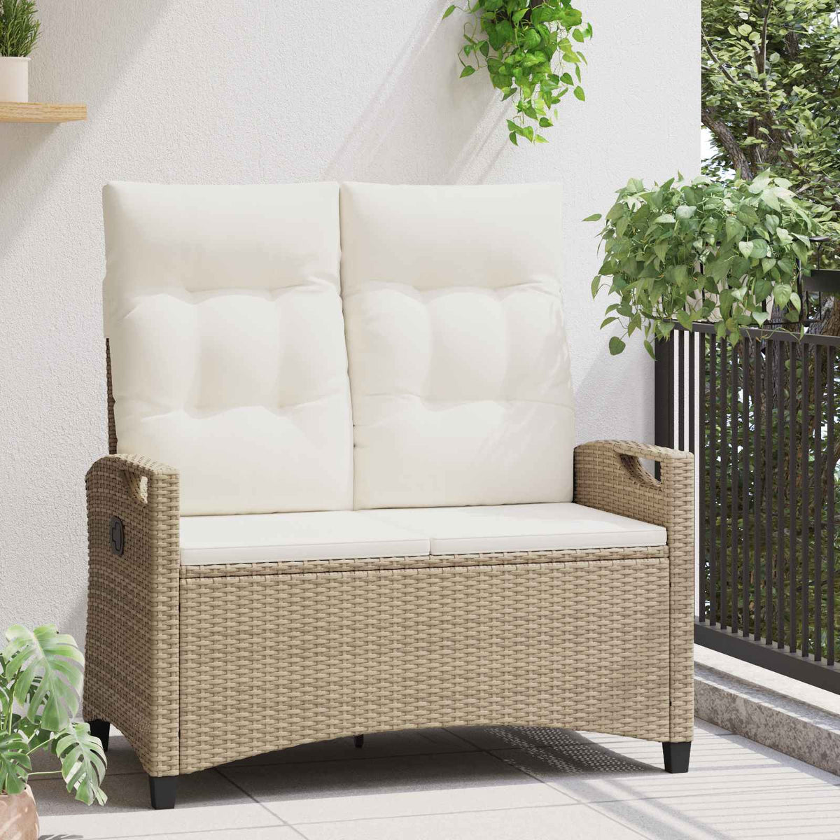 Vidaxl tuinbank beige en crème 105 x 60 x 112 cm staal en polyester