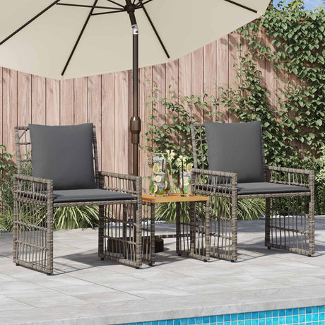 Vidaxl buitenmeubelset 3 st zwart en donkergrijs staal en poly rattan