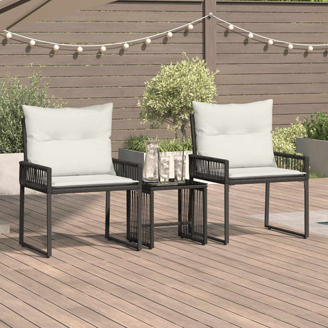 Vidaxl buitenmeubelset 7 st zwart en cream wit poly rattan