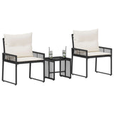 Vidaxl buitenmeubelset 7 st zwart en cream wit poly rattan