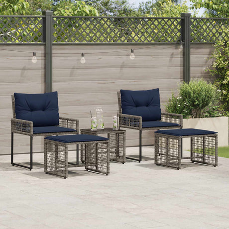 Vidaxl buitenmeubelset 5 st grijs en marineblauw
