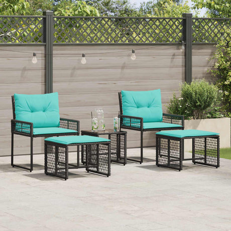Vidaxl buitenmeubelset 5 st zwart en turquoise