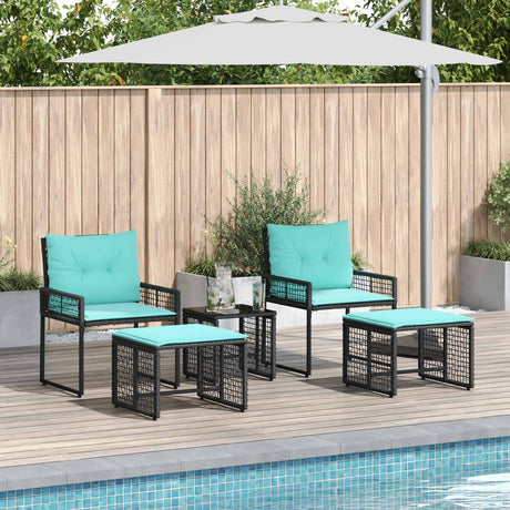 Vidaxl buitenmeubelset 5 st zwart en turquoise