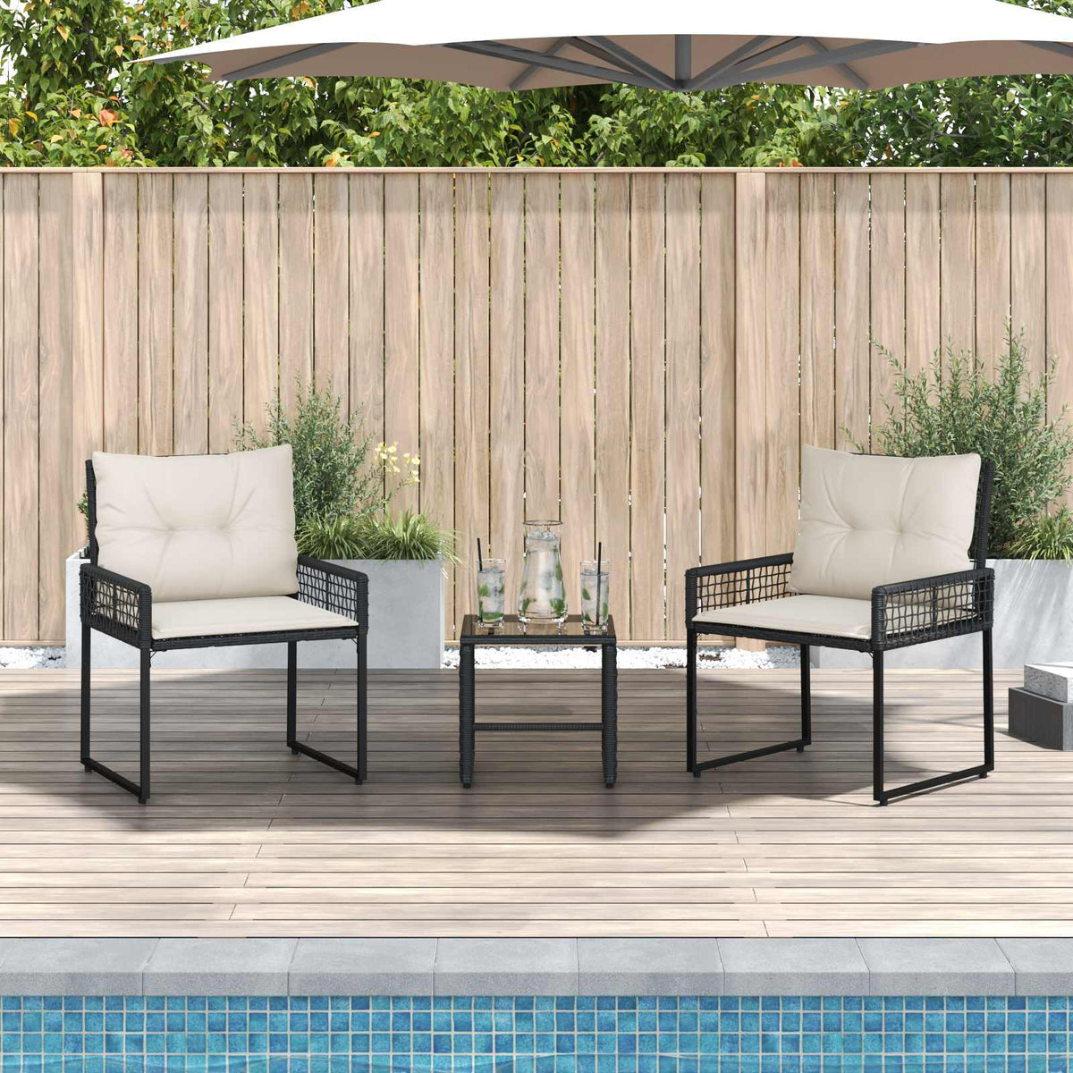 Vidaxl buitenmeubelset 3 st zwart en wit