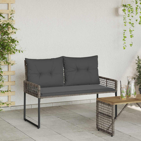 Vidaxl tuinbank met kussen grijs 118 x 55 x 82 cm pe rattan en stof