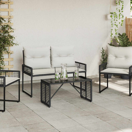 Vidaxl buiten tafel zwart 80 x 40 x 40 cm pe rattan en glas