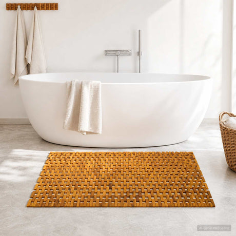 Vidaxl badmatten naturel 95 x 140 cm massief acaciahout