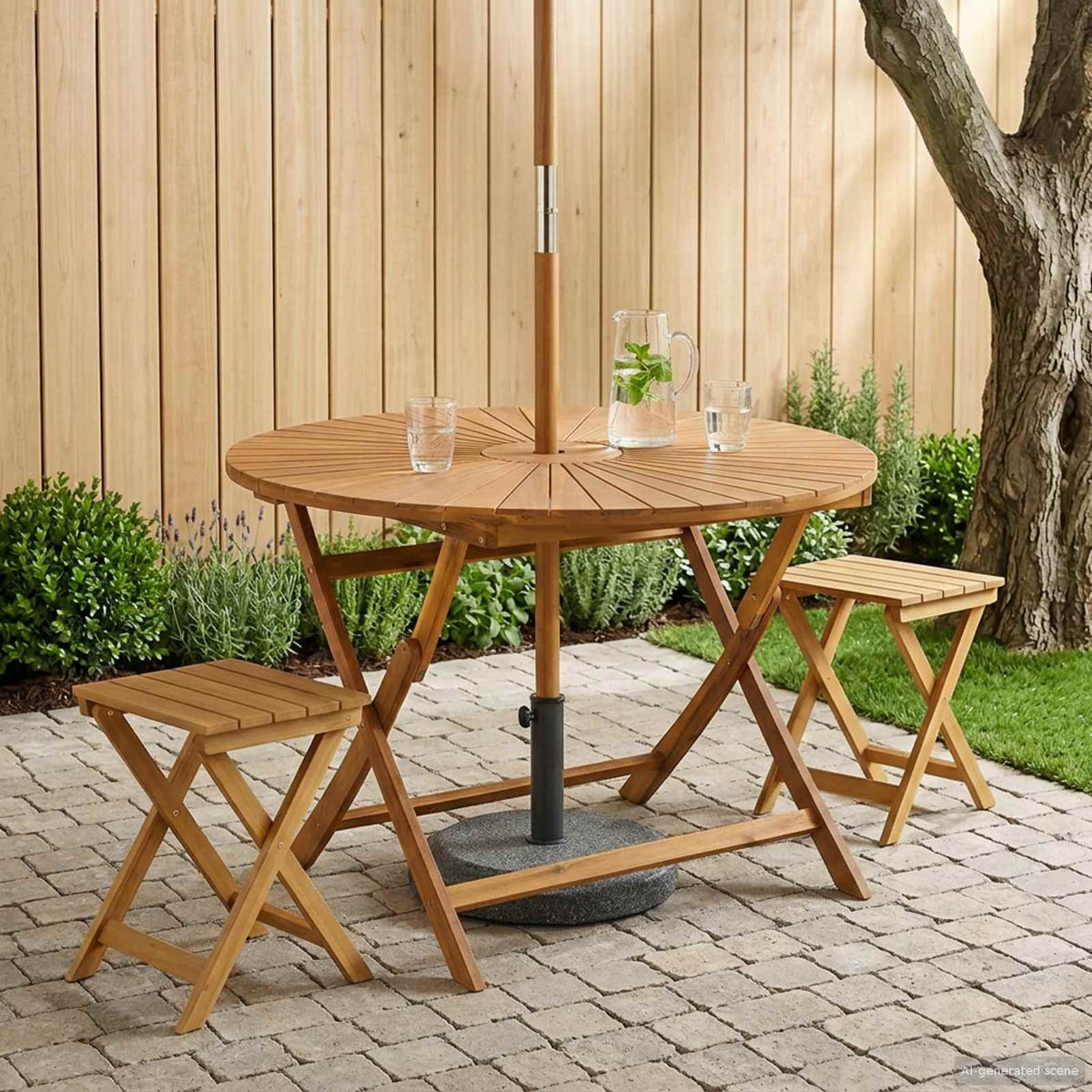 Vidaxl vouw tuin tafel naturel ø110 x 75 cm massief acaciahout