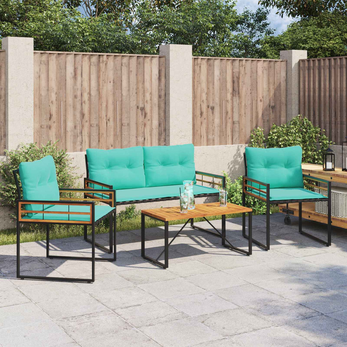 Vidaxl buitenmeubelset 4 st turquoise