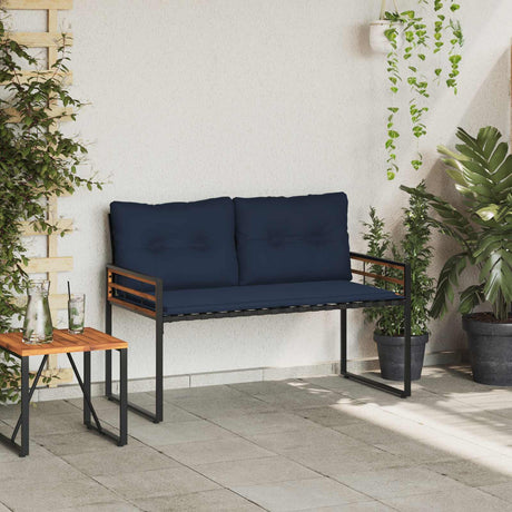 Vidaxl houten laag bank 114 x 55 x 77 cm marineblauw rechthoekig